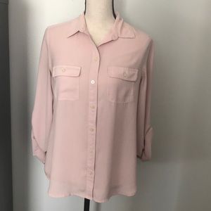 Pink chiffon button up